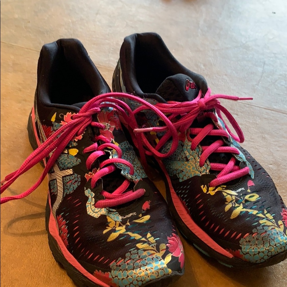 ASICS running shoes floral pattern